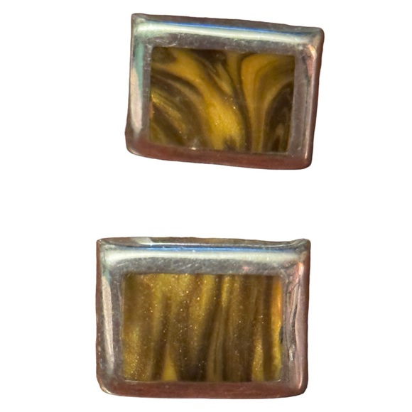 Sterling silver Taxco Mexico Tiger eye TC-90 Earrings - Picture 4 of 4